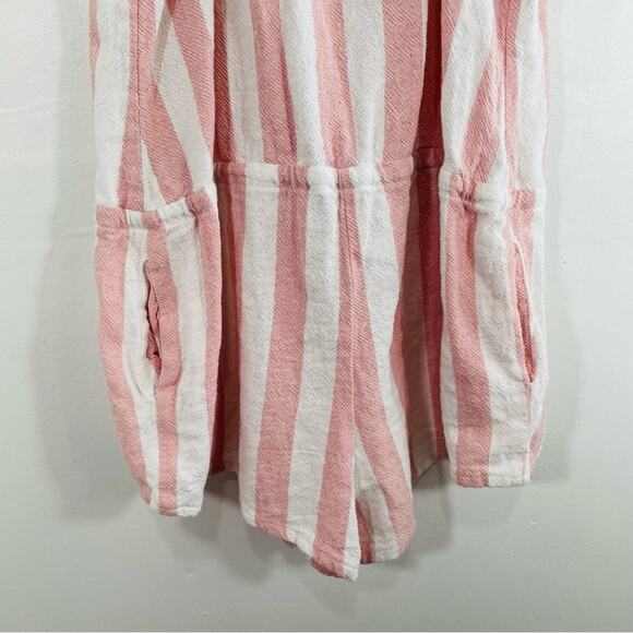 LVHR Taylor Pink White Stripe Button Front Waist Tie Romper XS - Picture 8 of 13